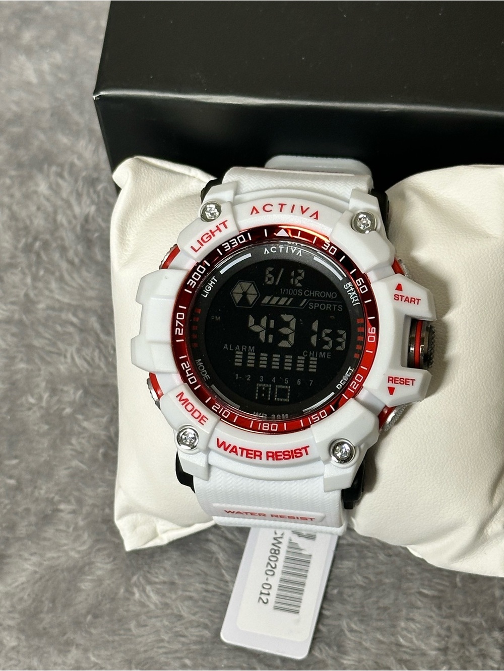 NWT Activa White Red Digital Sports Watch Chronograph Water Resistant